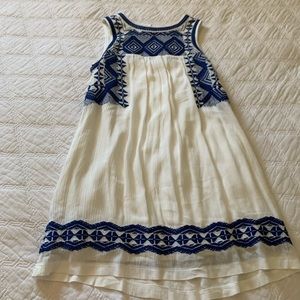 Size small blue and white embroidered dress